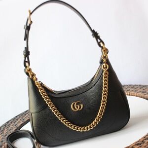 Gucci Cosmogonie Black Leather GG Hobo Bag